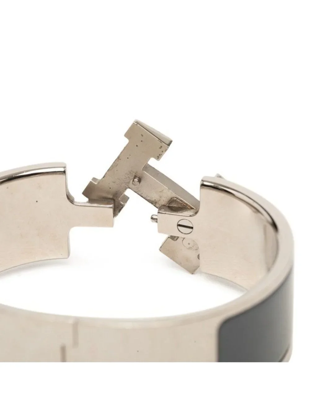 Hermes Clic Clac PM Bracelet Silver Gray Metal Enamel